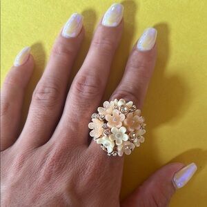 Floral Cluster Ring in Cream and Gold